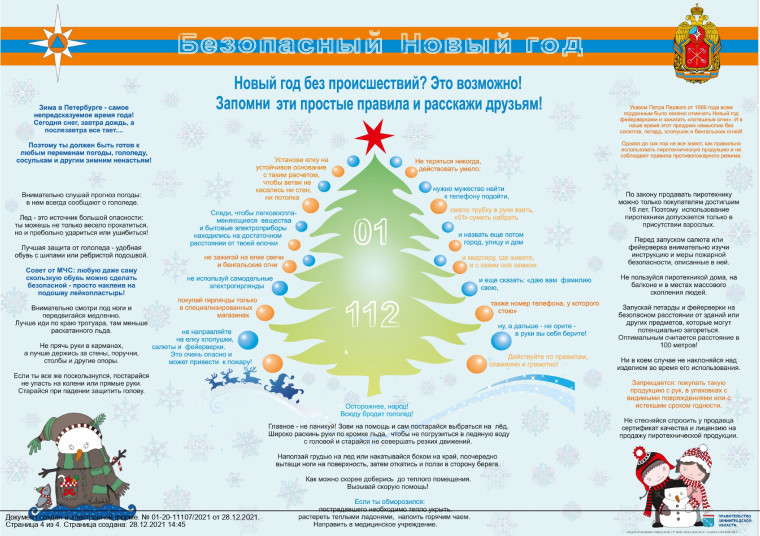 Памятка родителям о безопасности детей в новогодние каникулы.